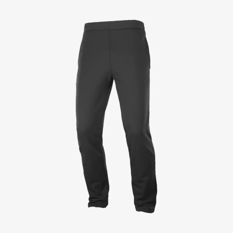 Black Salomon Essential Warm Fleece Men's Sport Pants | IE EU1579